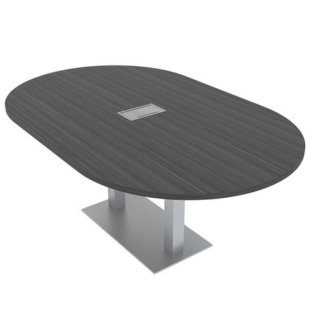 SKUTCHI DESIGNS 6X4 Table with Power And Data, Square Metal Base, Racetrack 6 Person Meeting Table, Asian Night HAR-RAC-46X72-DOU-ELEC-ASIANNIGHT